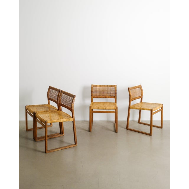 Wood Danish Mid Century Wood & Rattan BM-61 & BM-62 Dining Chairs by Børge Mogensen, 1960s, Set of 14 For Sale - Image 7 of 11
