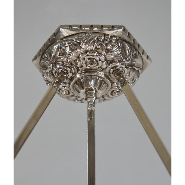 Silver French Art Deco Pendant Light by Degue 1930 France - 2 Available For Sale - Image 8 of 12