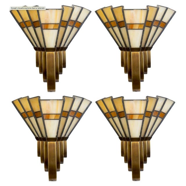 Art Deco Bronze and Opaline Glass Sconces, 1939, Set of 4 For Sale - Image 11 of 11