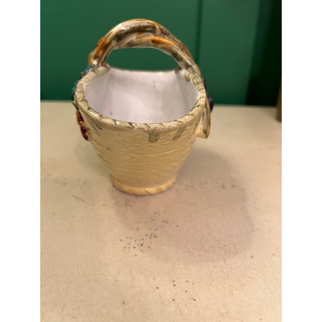 1970s Small Italian Majolica Basket For Sale - Image 5 of 8