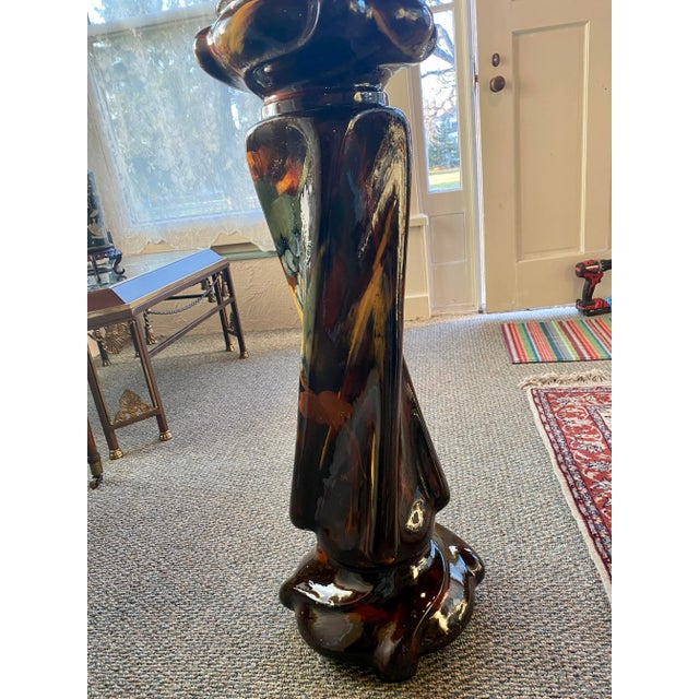 Figurative Mid 20th Century Hand Painted Ceramic Plant Stand Pedestal With Grapevines For Sale - Image 3 of 11