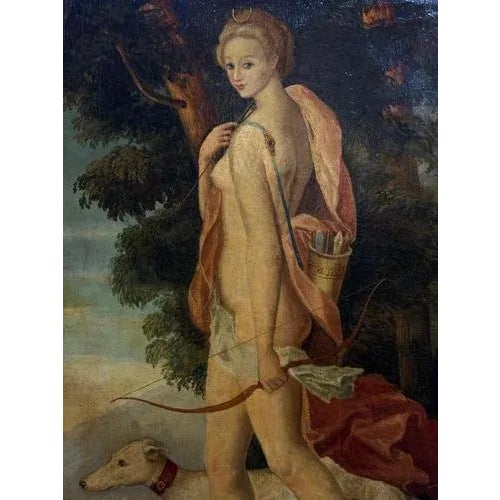 European School Artist, Bacchus and Diana, Oil on Canvases, Set of 2 For Sale - Image 5 of 7