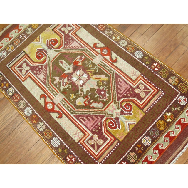 Antique Zabihi Collection Turkish Ghiordes Scatter Rug For Sale - Image 4 of 8