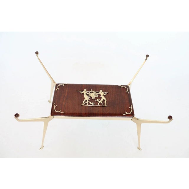 Gold Italian Coffee Table in Brass and Mahogany, 1950s For Sale - Image 8 of 18