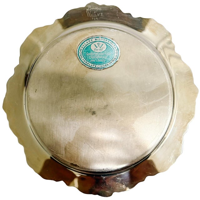 Wallace Silversmiths Vintage Wallace Silverplate Baroque Wine Bottle Coasters With Cork Linings - Pair For Sale - Image 4 of 6