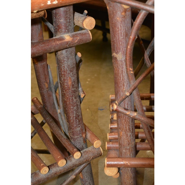 1980s Pair Adirondack Style Hand Crafted Twig Log Wood Plant Stands or End Tables For Sale - Image 16 of 17