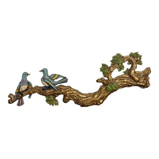 Vintage Gilt Branch With Birds Wall Sculpture For Sale