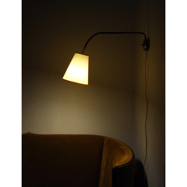 Cream Scandinavian Modern Brass Wall Lamp with Adjustable Arm, 1950s For Sale - Image 8 of 10