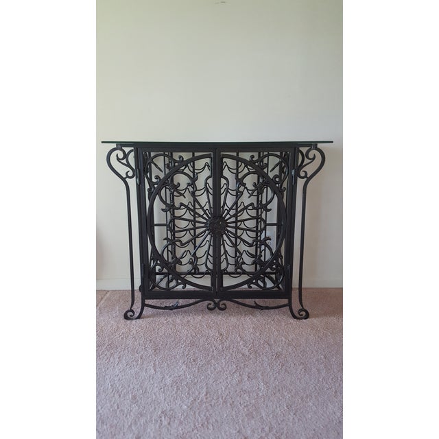 Decorative Cast Iron Wine Rack with Mirror Chairish