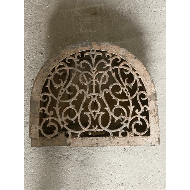 Antique Ghotic Style Cast Iron Summer Fireplace Screen For Sale - Image 4 of 9