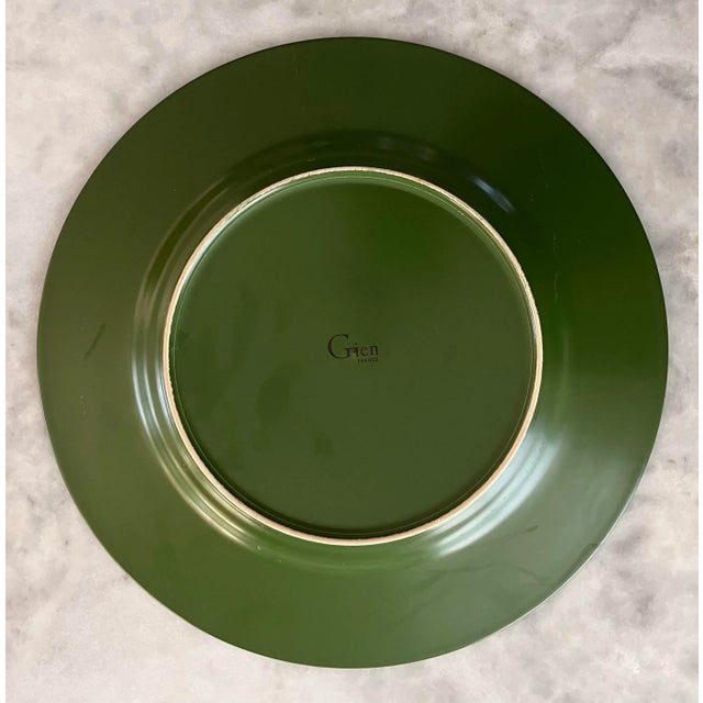 Set of 5 Gien France Green Charger Plates For Sale - Image 9 of 10