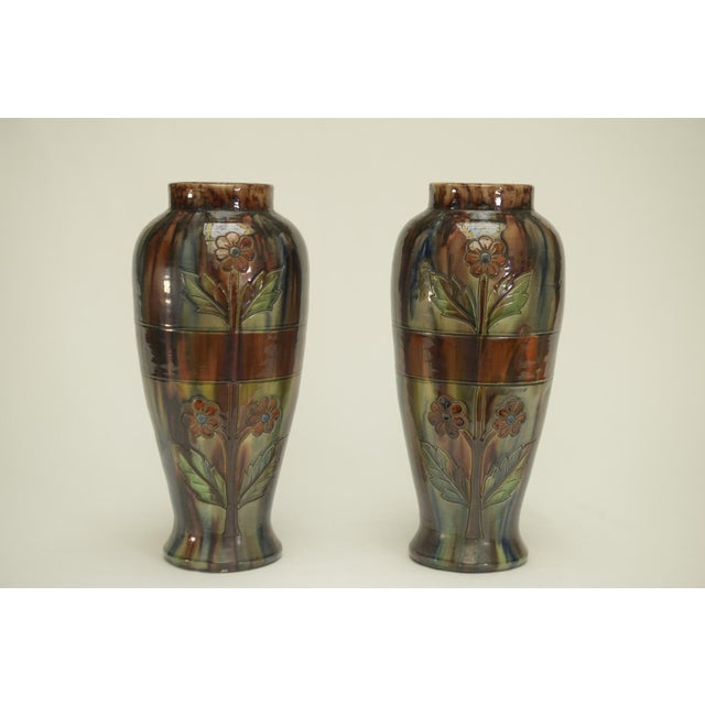 Slip Vases from the Early 20th Century Stamped Belgium 158, 1890s, Set of 2 For Sale - Image 3 of 14