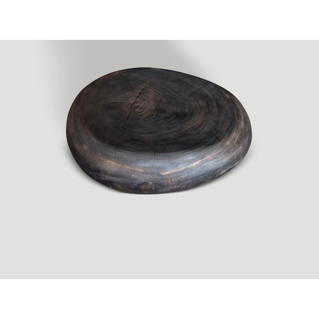 2010s Andrianna Shamaris Pebble Style Suar Wood Charred Coffee Table For Sale - Image 5 of 6