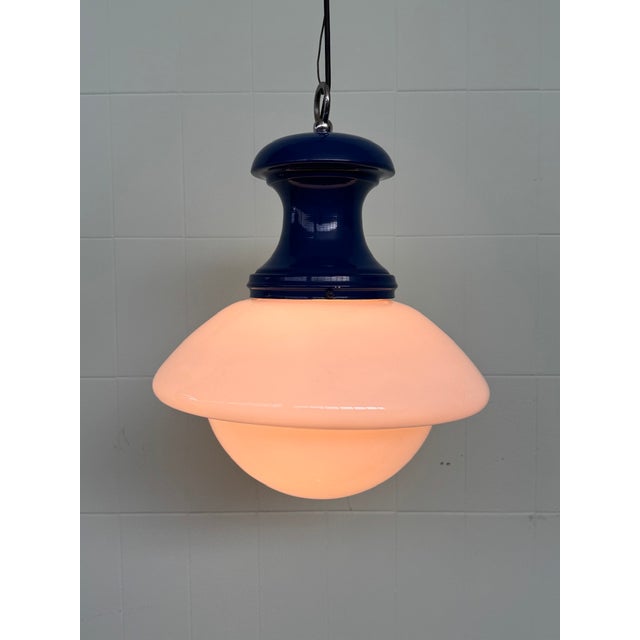 Mid-Century Modern Industrial Space Age Italian Chandelier in Vintage Glass and Metal, 1970s For Sale - Image 3 of 18