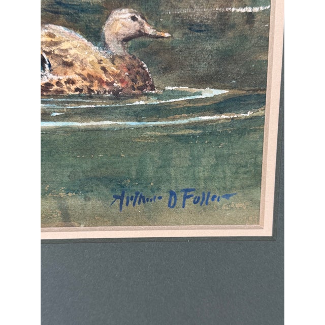 Original 1953 Arthur D. Fuller Watercolor – "Mallards in the Reeds" (Salmagundi Club) For Sale - Image 4 of 12