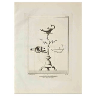 N. Fiorillo, Unknown, Ancient Roman Fresco Herculaneum, Original Etching, 18th Century For Sale