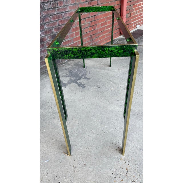 1970’s Tony Duquette Style Faux Malachite Console Table - Newly Painted For Sale - Image 10 of 11
