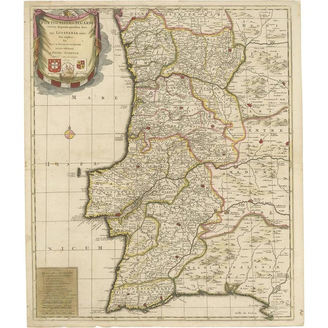 Antique Map of Portugal by P. Schenk, 1700 For Sale