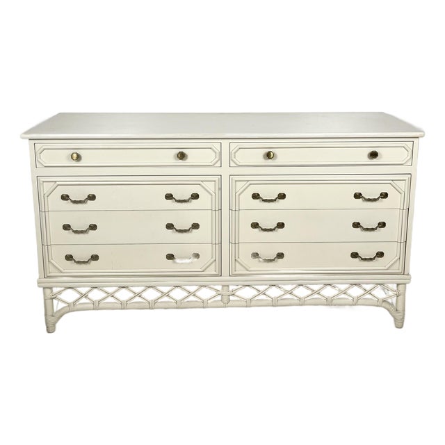 Vintage Ficks Reed 60" Rattan Chest of Drawers For Sale
