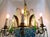 1940s Rare Italian Blue and Green Opaline Beaded Gold Leaf Chandelier For Sale In Miami - Image 6 of 11