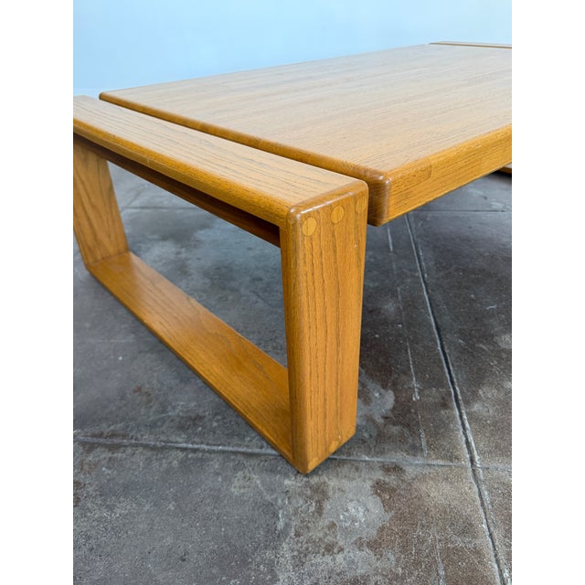 Vintage 1970's Lou Hodges Oak Coffee Table For Sale - Image 10 of 13