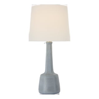 Chapman & Myers by Visual Comfort Signature Lerio 31" Table Lamp in Dusted Slate with Linen Shade For Sale