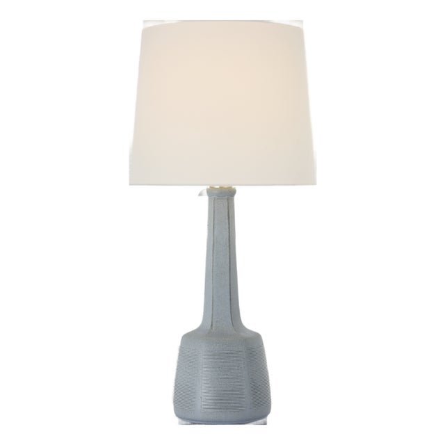 Chapman & Myers by Visual Comfort Signature Lerio 31" Table Lamp in Dusted Slate with Linen Shade For Sale