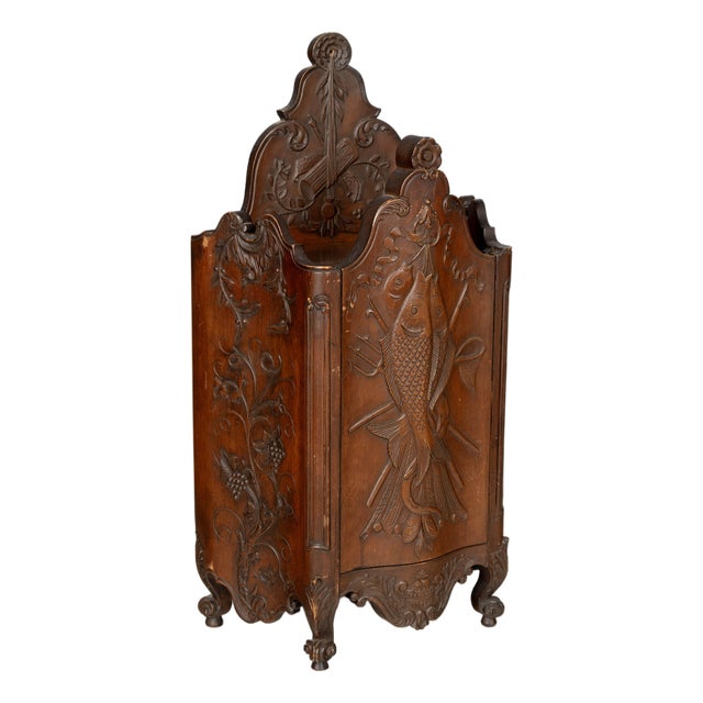 French Fariniere Box, Hand-Carved Walnut For Sale