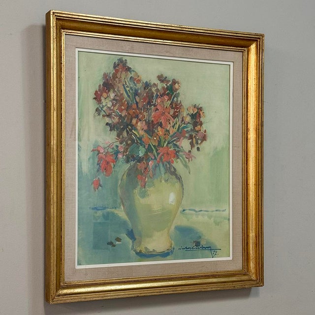 Framed Gouache on Canvas by Louis Van Cutsem (1909-1992), Dated 1957 For Sale - Image 4 of 15