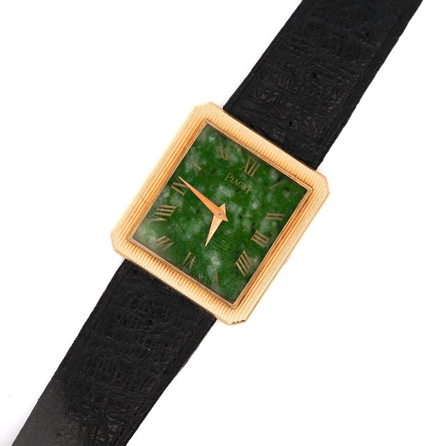 Green 1970s Piaget Protocole Jade Dial 18k Gold 25mm Vintage Watch For Sale - Image 8 of 9