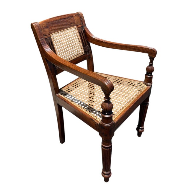 Wood 19th Century Pair of Anglo Indian Hand Carved Padouk Armchairs For Sale - Image 7 of 15