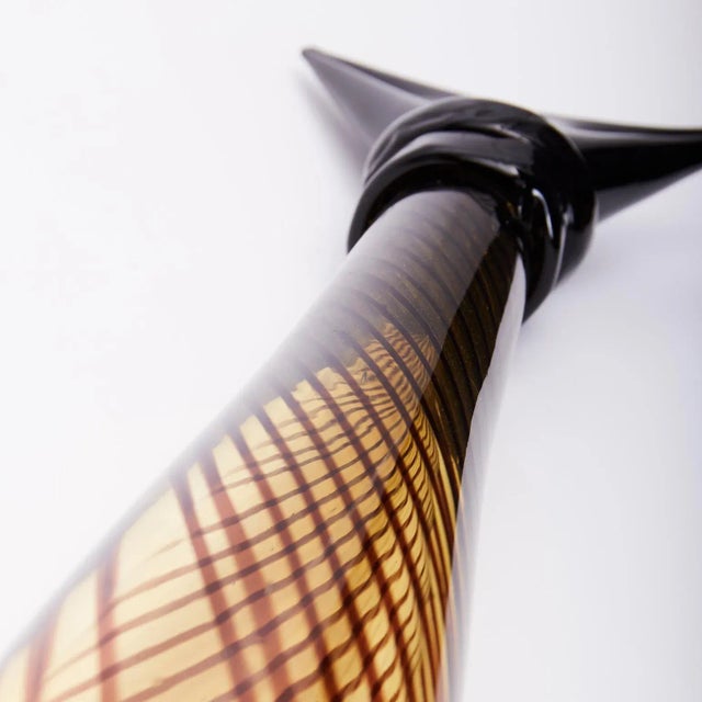 Elongated Murano Fish Sculpture in Reticello Glass, 1950 For Sale - Image 6 of 11