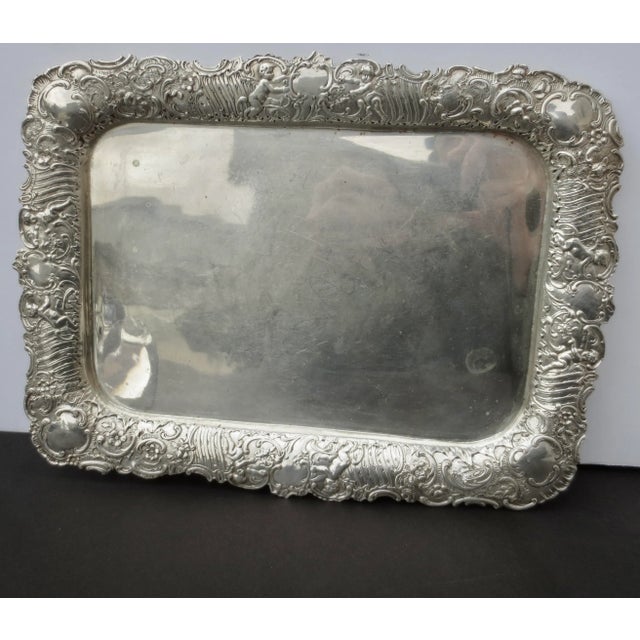 German 800 silver Beaux Arts Tray. Bordered by Putti on all four sides. Elaborate and beautiful scrolling and interlocking...