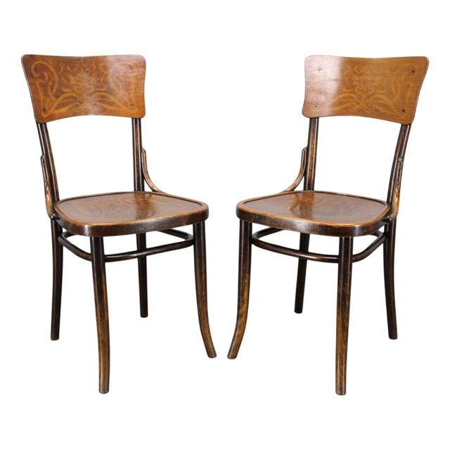 Art Nouveau Bentwood Chairs from Thonet, Czechoslovakia, 1920s, Set of 2 For Sale
