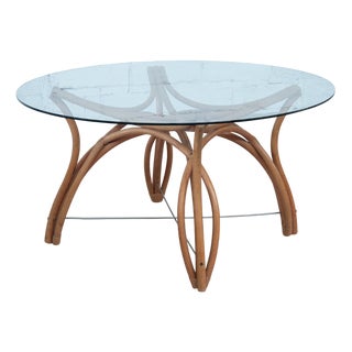 Italian Dining Table attributed to Vivai Del Sud in Bamboo and Glass, 1970 For Sale