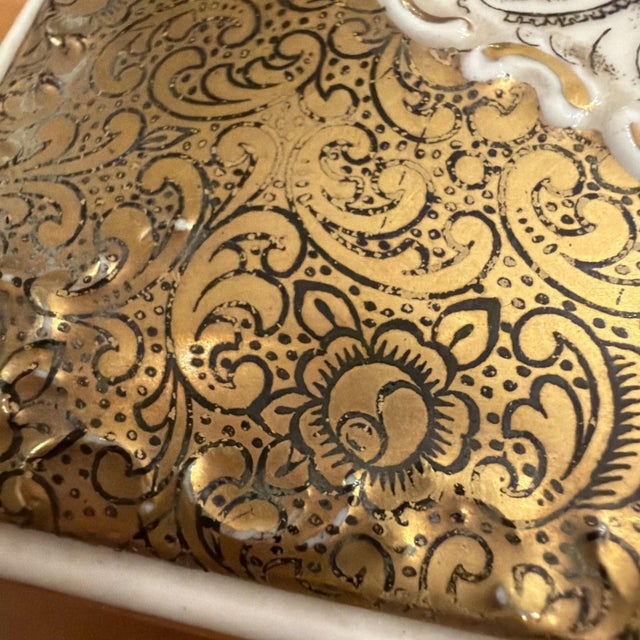 Ceramic Vintage Erphila German Porcelain Trinket Box Isabell Gold Rococo Bavaria For Sale - Image 7 of 7
