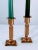 Solid brass mid-century pair of candlesticks with a squared off geometric design. Great patina on this pair of matching...