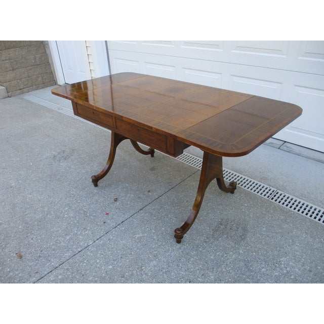 Baker Furniture Mahogany Regency Style Drop Leaf Sofa Side Table For Sale - Image 6 of 12