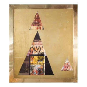 Ezio Gribaudo, Sennedem, Abstract Italian Modernist Oil Painting in Brass Frame, 1973
