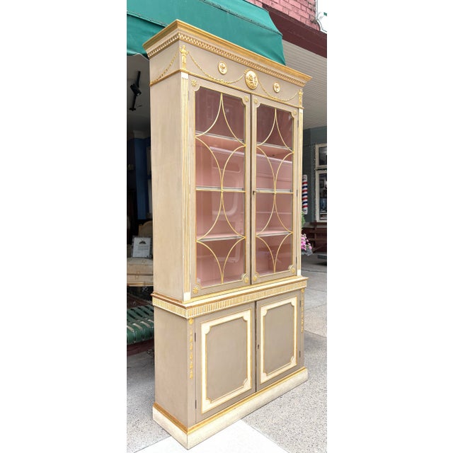 Elegant Mid-Century Hollywood Regency Hand Painted Cabinet For Sale - Image 9 of 11