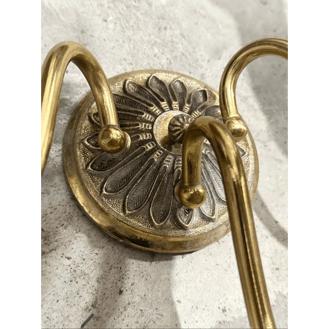 Vintage Neoclassical Style Brass Vanity Bathroom 3 Arm Wired Wall Sconce For Sale - Image 4 of 6