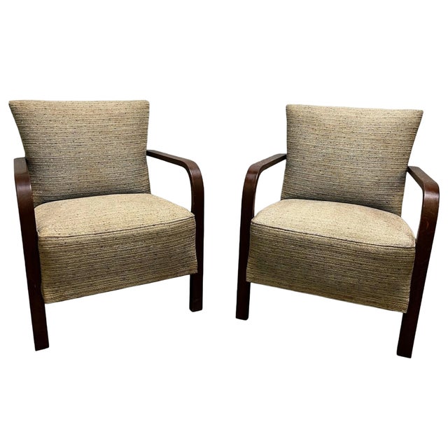 Early 20th Century H-213 Armchairs attributed to Jindřich Halabala, Czechoslovakia, 1930s, Set of 2 For Sale - Image 13 of 13