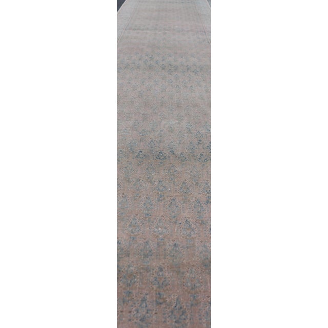 Seraband Runner With Intricate Pattern in Light Blue Field For Sale In Atlanta - Image 6 of 13