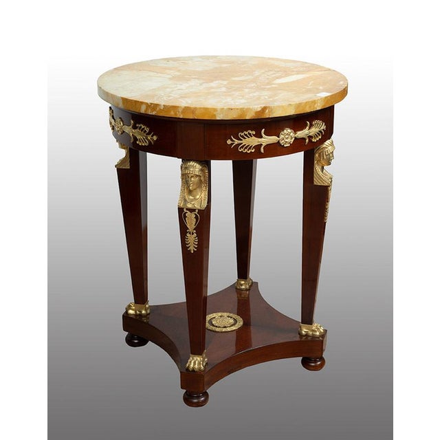 Wood Antique Return of Egypt Coffee Table in Mahogany with a Marble Top, France, 1800s For Sale - Image 7 of 7