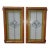 Vintage Stained Glass Doors Windows With Oak Frame & Clear Floral Center - Set of 2 For Sale