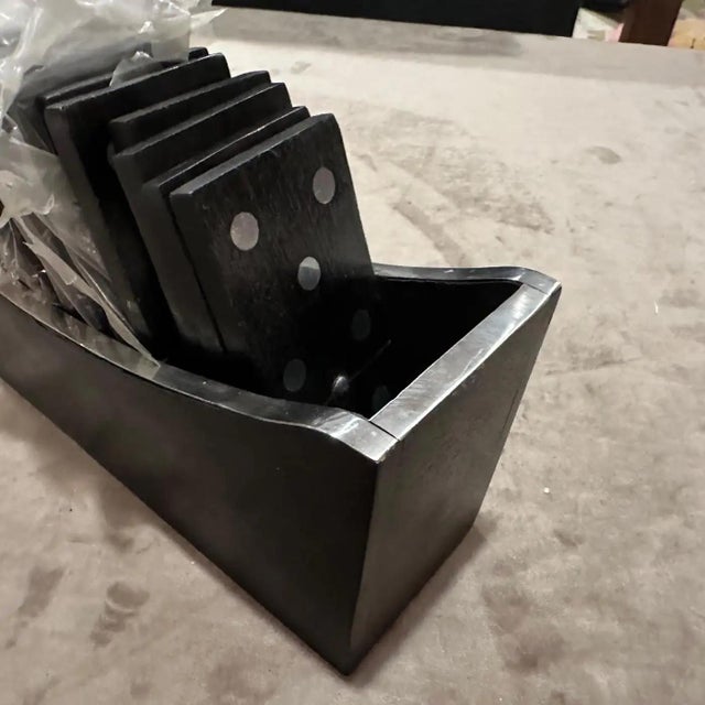 1990s Modern Luxury Wood and Silver Plated Italian Domino Table Game For Sale - Image 9 of 13