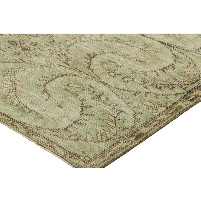 Vintage Zeki Müren Runner in Light Green With Floral Patterns | Rug & Kilim For Sale In New York - Image 6 of 7
