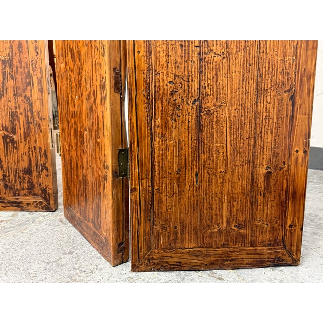 Antique Chinese Four Panel Screen Divider For Sale - Image 10 of 12