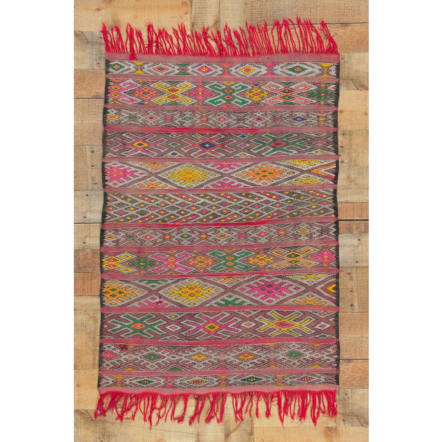 Vintage Zemmour Moroccan Kilim Rug, 02'09 X 03'11 For Sale - Image 9 of 9