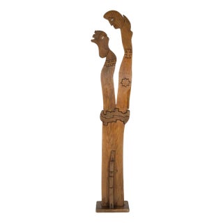 Wooden Sculpture of Couple by Luciano Bertolotto, Italy, 1990s For Sale